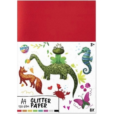 Creative Craft Group Sada jednobarevných třpytivých papírů A4 150 g/m2, 8 ks