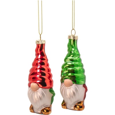 Sass & Belle Стъклени ръчно изработени коледни украси в комплект от 2 бр. ø 4 cm Gonk - Sass & Belle (RUBYXM242)
