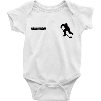 Hockey sport Dojčenské body krátký rukáv biele