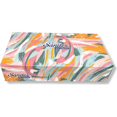 SANITEX салфетки в кутия, 2 пласта, Бели, Art collection, 100 броя