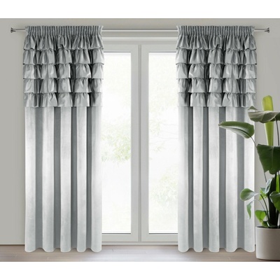Eurofirany Záves 140x270 cm zamatový strieborný na riasiacu pásku AURA