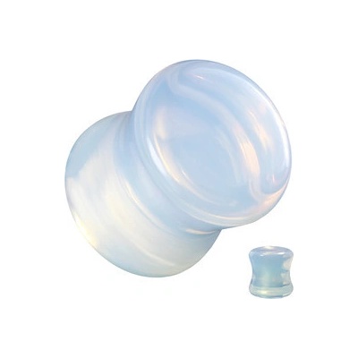 Šperky4U Plug do ucha mléčný opalit PL002-08