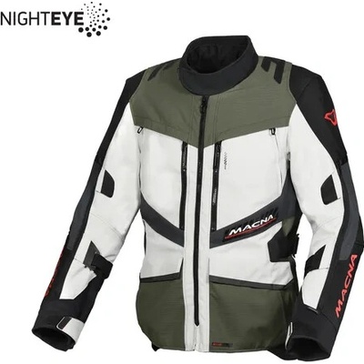 MACNA VÝPRODEJ bunda DOMANE MOTORCYCLE JACKET LIGHT GREY/GREEN/BLACK barva světle šedá/zelená/černá velikost L
