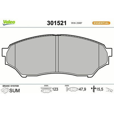 Sada brzdových platničiek kotúčovej brzdy VALEO ESSENTIAL 301521