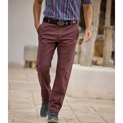 Atlas For Men Chino nohavice z elastického kepru bordová