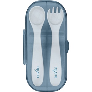 Nuvita 8477 - вилица и лъжица с кутия, Powder Blue