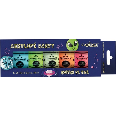 Cadence Akrylové farby sada 5 ks svietiace v tme 30 ml