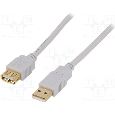 BQ Cable CAB-USB2AAF/5G-GY USB 2.0, USB A zásuvka, USB A vidlice, zlacený, 5m, šedý