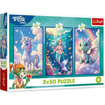 Trefl Детски пъзел Trefl от 3 x 50 части - Заедно в един пъстър свят (34879)