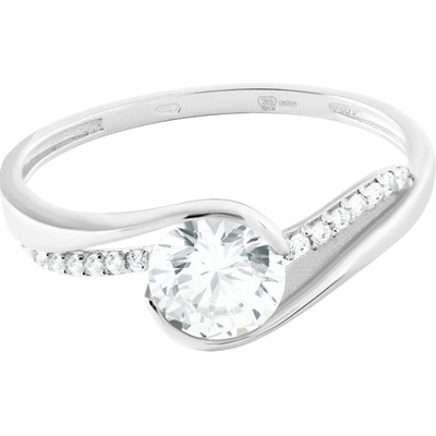 Gemmax Zásnubní prsten z bílého zlata se zirkony zlatý GLRWB 03178