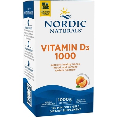 Nordic Naturals Vitamin D3, 1000 IU, 120 гел капсули, Nordic Naturals (61121)