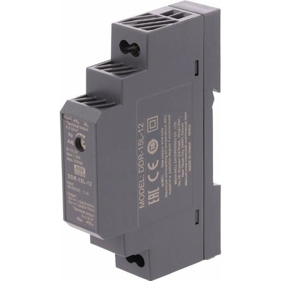 MEAN WELL DDR-15L-12 Měnič napětí, DC/DC, 15W, vstup 18–75V, výstup 12V, 1,25A, montáž na DIN lištu DDR-15L-12