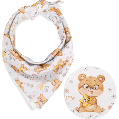 Biante detská bavlnená šatka Sandra SA-524 Roztomilí medvedíkovia na bielom