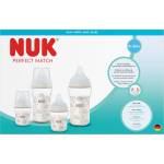 Nuk Perfect Match Сет 5 стъклени шишета - 2х120мл. + 2х230мл. + допълнителен биберон за хранене Flow control1бр (10225351)