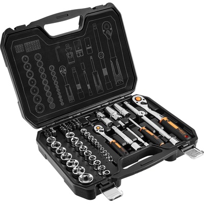 NEO TOOLS Гаечни ключове 1/2", 1/4", комплект от 73 броя, CrV 10-054 (10-054)