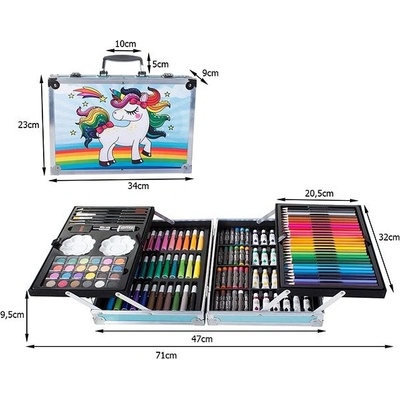 Maaleo Verk Malířská sada malování v duralovém kufříku 145 ks jednorožec modrá – Zbozi.Blesk.cz