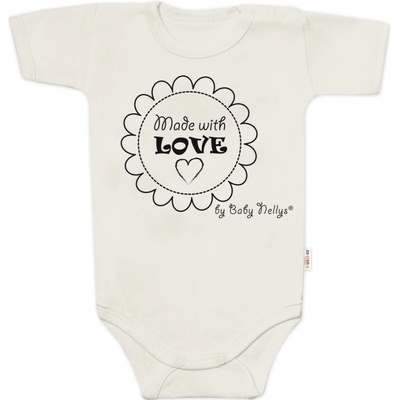 Baby Nellys Body krátky rukáv LOVE Krémová