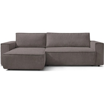 Bobochic Кафяво-сив сгъваем/с място за съхранение ъглов диван от рипсено кадифе Nihad - Bobochic Paris (102675)