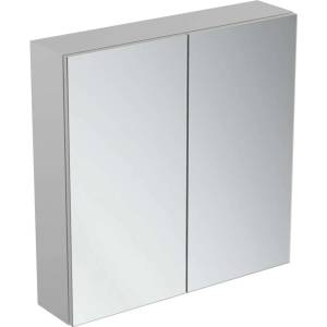 Ideal Standard Mirror&Light - Огледален шкаф с LED осветление и контакт, 70x70 см, алуминий T3439AL (T3439AL)