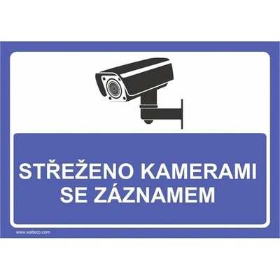 Střeženo kamerami se záznamem (modrá) - 210x148 mm