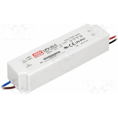 MEAN WELL LPV-35-5 Napájecí zdroj: spínaný; LED; 30W; 5VDC; 5A; 90÷264VAC; 127÷370VDC