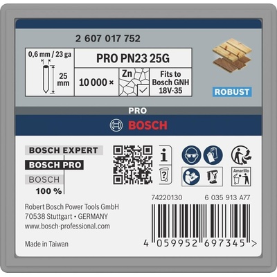 BOSCH Pinky PRO PN23 G, 0,65/23 g, pozinkované, 25 mm, 10000 ks (2.607.017.752)