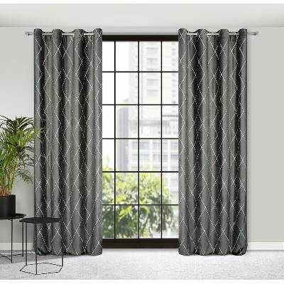 Takoy PIERRE CARDIN Záves MARGO z francúzskeho zamatu zdobený výšivkou do kosoštvorcov 140 x 250 cm-HF-389717 | 140 x 250 cm