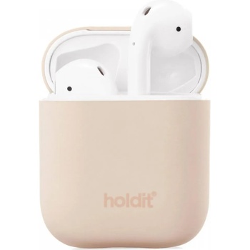 Holdit Калъф за слушалки Holdit - Silicone, AirPods 1/2, светлобежов (7330985148361)