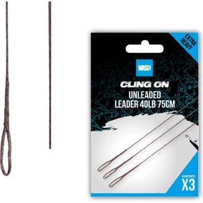 Nash Montáž Cling On Unleaded Leader 75 cm 40 lb 3 ks