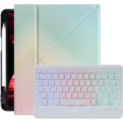 AppleKing puzdro s farebne podsvietenou klávesnicou a priestorom na Apple Pencil pre iPad Air 4 (2020) / Air 5 (2022) / Pro 11" (2018-2022) - Dúhové
