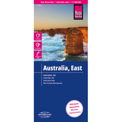 Reise Know-How Verlag mapa Australien east 1:1,8 mil. voděodolná