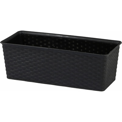 DOCHTMANN Kvetináč rattan obdĺžnik 30 x 13,5 x 10,5 cm, čierny