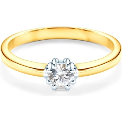 SAVICKI Годежен пръстен Solitaire: два цвята злато. бял сапфир