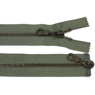 Kovový zip no.5 rozepínací dvoucestný 75cm (staromosazné zoubky) - více barev Barva: khaki