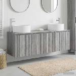 vidaXL Комплект шкафове за баня 3 бр. Сив Сонома 161, 5 x 44, 5 x 80 см (3405733)