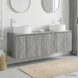 vidaXL Комплект шкафове за баня 3 бр. Сив Сонома 161, 5 x 44, 5 x 80 см (3405733)
