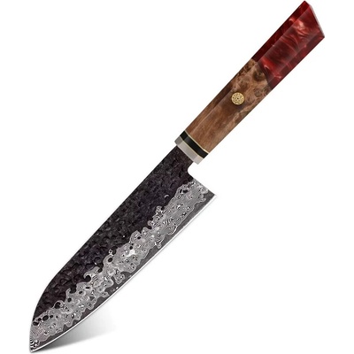 IZMAEL Damaškový kuchynský nôž Airi Santoku/Červená 16.5 cm