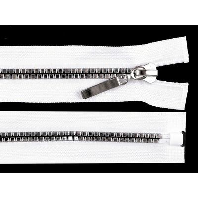 Stoklasa Kostěný zip No 5 délka 50 cm čtvercové zuby Balení: 1 ks, Varianta: bílá stříbrná bílá stříbrná