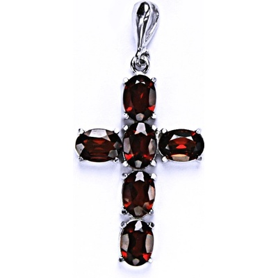 Čištín Stříbrný přívěšek křížek přírodní granáty P 1238 22