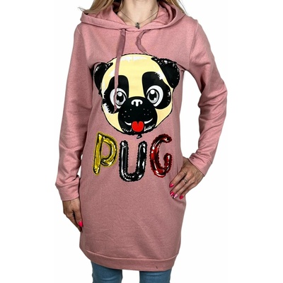 Dámske mikiny Pug ružová