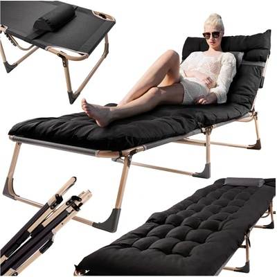 KIK KX3910_1 Sklásací polní lůžko Tourist 198 cm černá – Zboží Mobilmania