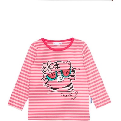 Winkiki kids Wear dívčí tričko s dlouhým rukávem Tropical růžová pruhy