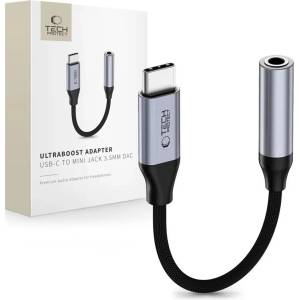 Tech-Protect ULTRABOOST адаптер USB-C към mini jack 3.5mm DAC, железносив (5906302324620)