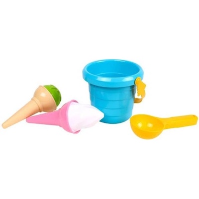 Teddies Комплект за пясък пластмасова кофа + формички сладолед