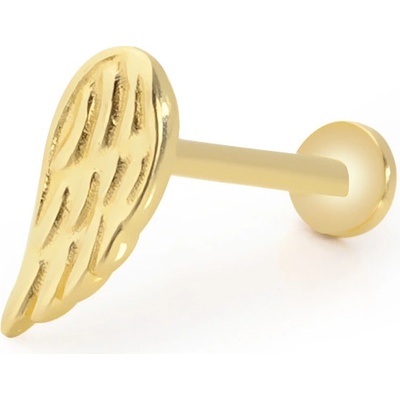 Lillian Vassago Zlatý piercing labreta zdobená křídlem LLV92-GPI004LB