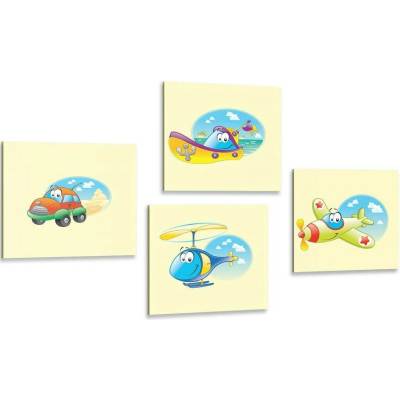 Set obrazů roztomilé dopravní prostředky - 4x 40x40