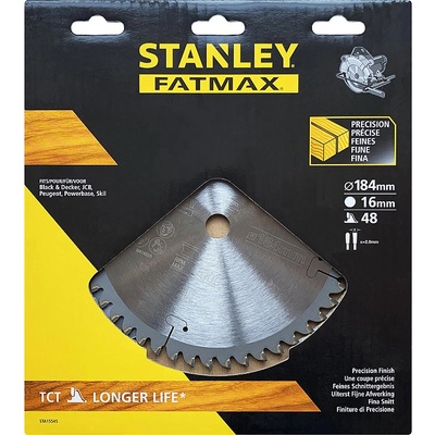 Stanley 15545 Pilový kotouč TCT/HM brousitelný pro příčné řezy 184 x 16 mm, 48 zubů
