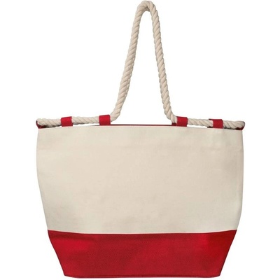 Labela jutová plážová taška vo vnútri a dno ČERVENÉ