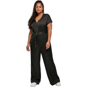 Urban classics Гащеризон Urban classics Satin Wide short sleeve jumpsuit - Black (Black)
