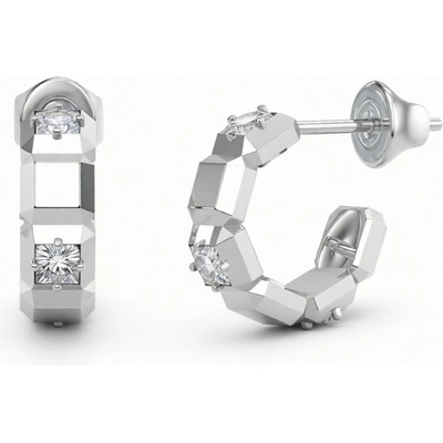 Guess Ocelové kruhové náušnice Ace Of Diamonds JUBE06183JWRHT/U